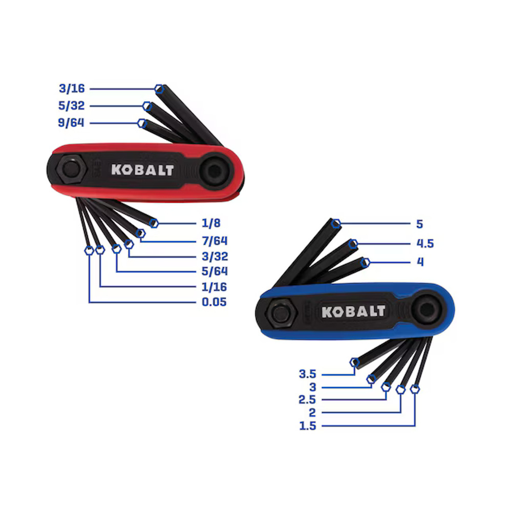 🔥Kobalt 17-key Standard (Sae) and Metric Combination Hex Key Set BNWT💥